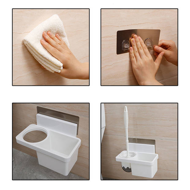 Toiletborstel met Houder hangend - Opbergvak - Wc borstel en Houder -