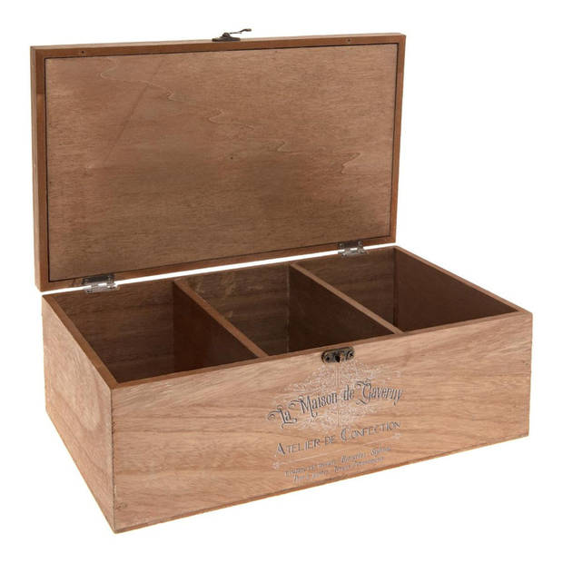 Decopatent® Houten Naaikist - Naaidoos opbergbox 3 vakken - Naaibox