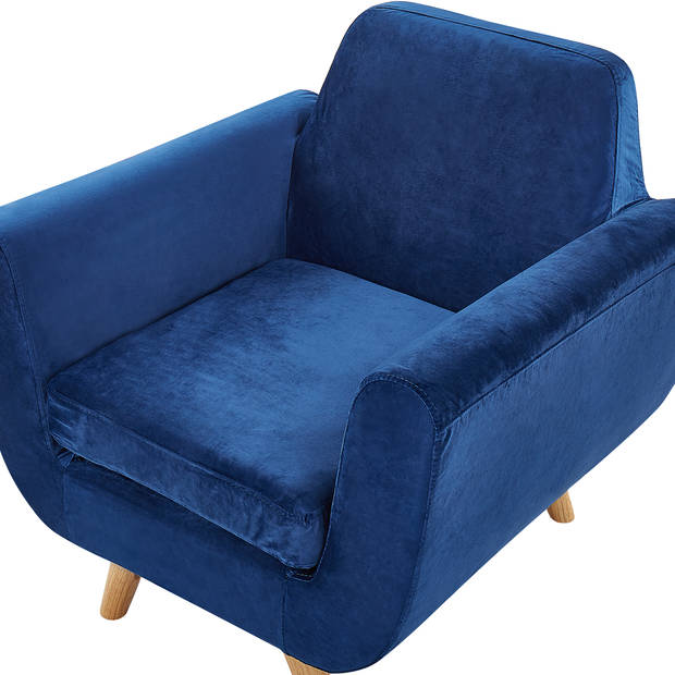 Beliani BERNES - Fauteuil overtrek-Blauw-Fluweel