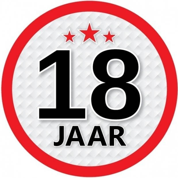 10x 18 Jaar leeftijd stickers rond verjaardag versiering - Feeststickers
