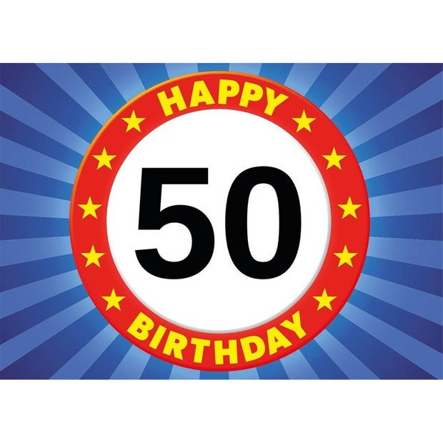 50 jaar leeftijd sticker verkeersbord verjaardag versiering - Feeststickers