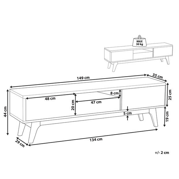 Beliani EERIE - TV-kast-Donkere houtkleur-MDF