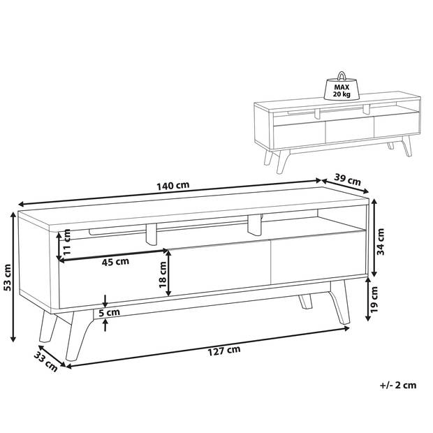 Beliani SYRACUSE - TV-kast-Wit-MDF