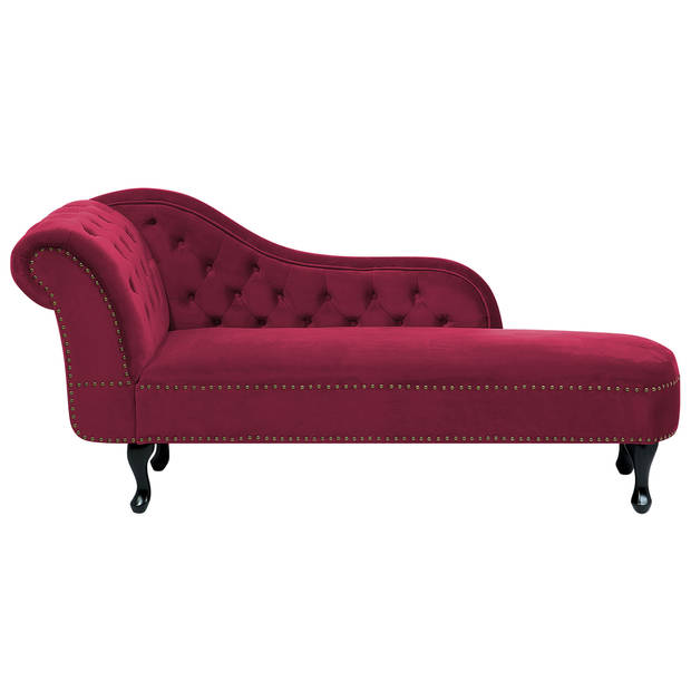 Beliani NIMES - Chaise longue-Rood-Fluweel