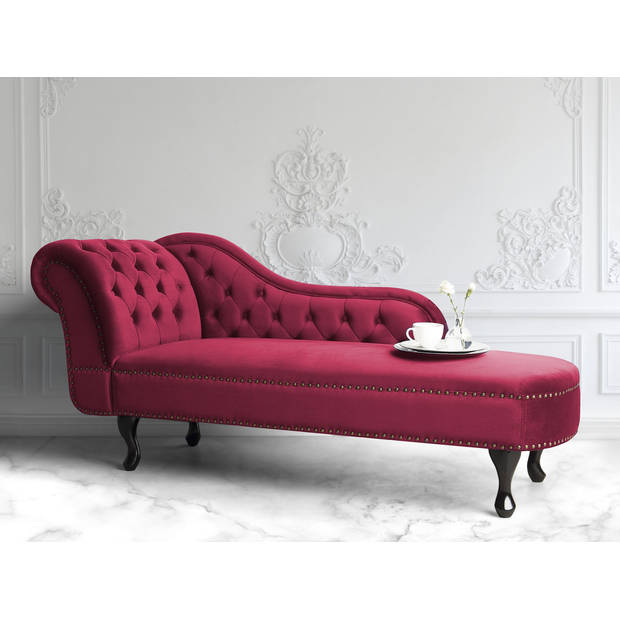 Beliani NIMES - Chaise longue-Rood-Fluweel