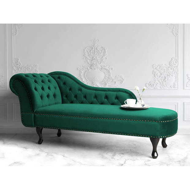 Beliani NIMES - Chaise longue-Groen-Fluweel