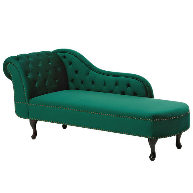 Beliani NIMES - Chaise longue-Groen-Fluweel