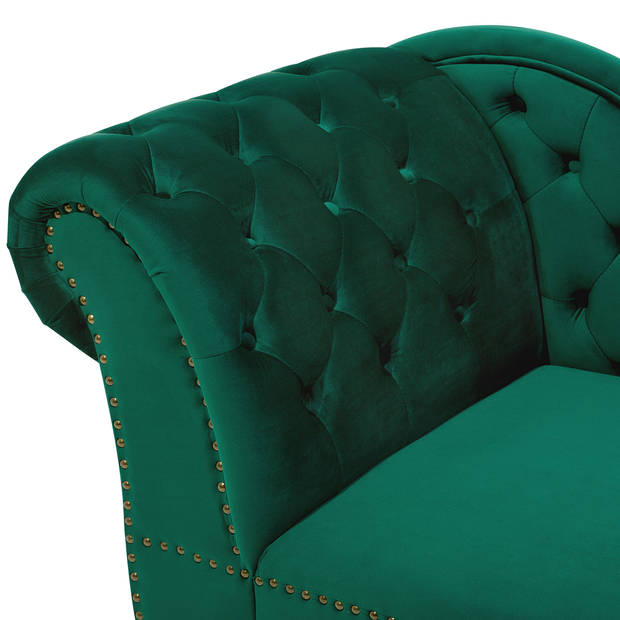 Beliani NIMES - Chaise longue-Groen-Fluweel