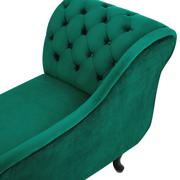 Beliani NIMES - Chaise longue-Groen-Fluweel