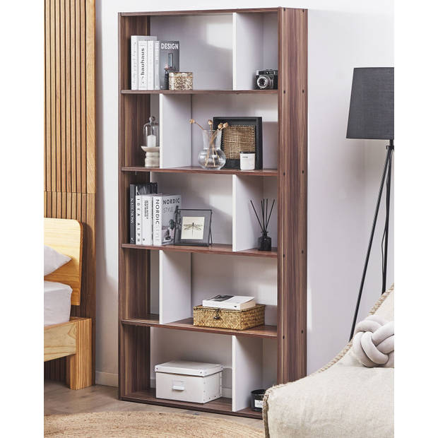 Beliani ORILLA - Boekenkast-Donkere houtkleur-MDF