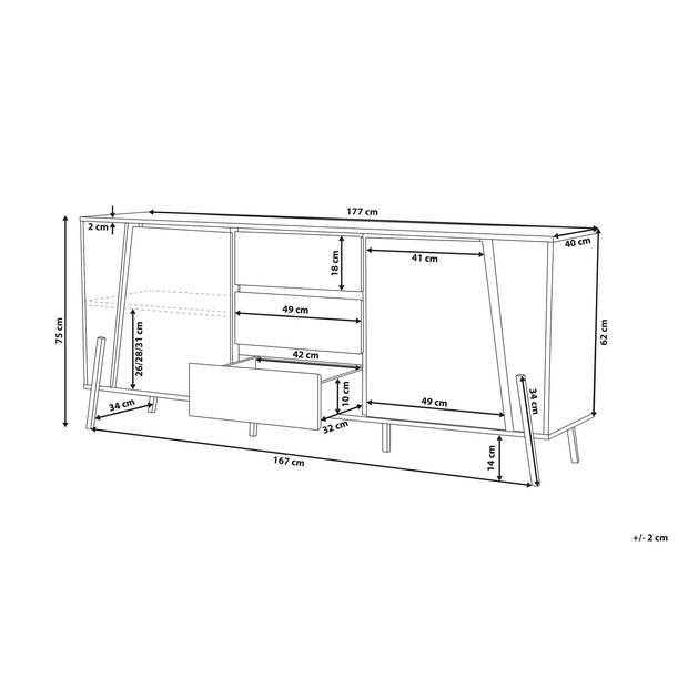 Beliani BLACKPOOL - Sideboard-Lichte houtkleur-Spaanplaat