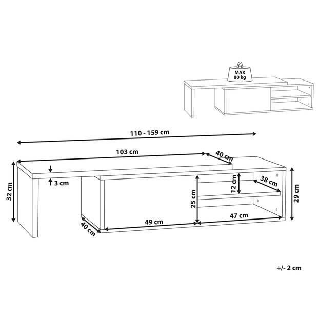 Beliani YONKERS - TV-kast-Wit-MDF