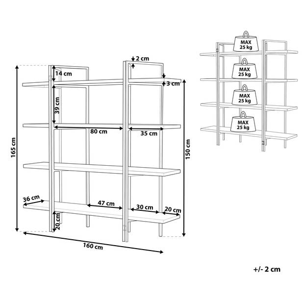 Beliani COMPTON - Boekenkast-Donkere houtkleur-MDF