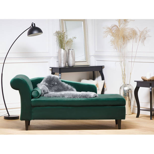 Beliani LUIRO - Chaise longue-Groen-Fluweel