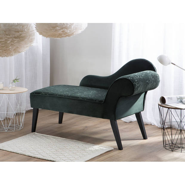 Beliani BIARRITZ - Chaise longue-Groen-Fluweel