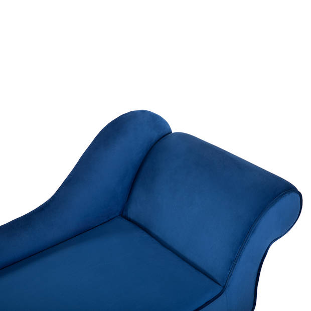 Beliani BIARRITZ - Chaise longue-Blauw-Fluweel