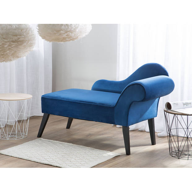 Beliani BIARRITZ - Chaise longue-Blauw-Fluweel