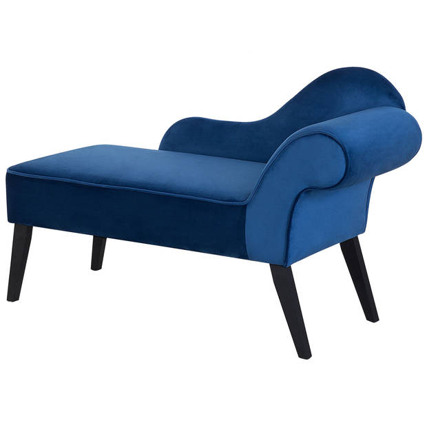 Beliani BIARRITZ - Chaise longue-Blauw-Fluweel