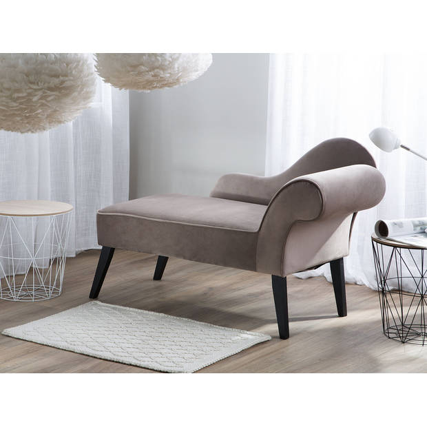 Beliani BIARRITZ - Chaise longue-Grijs-Fluweel