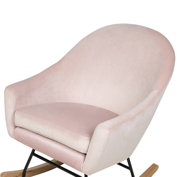 Beliani OXIE - Schommelfauteuil-Roze-Fluweel