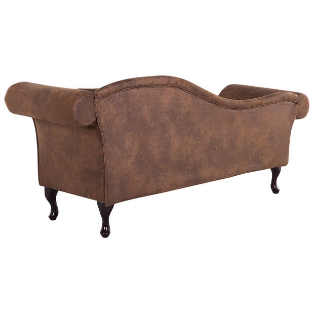 Beliani LATTES - Chaise longue-Bruin-Kunstsuède