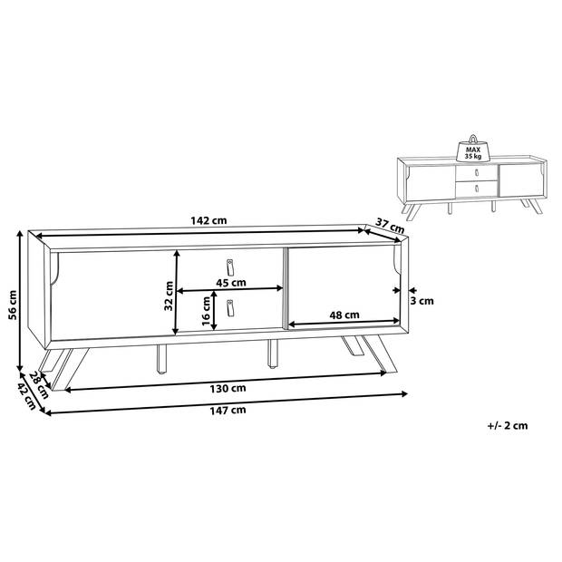 Beliani ACTON - TV-kast-Lichte houtkleur-MDF