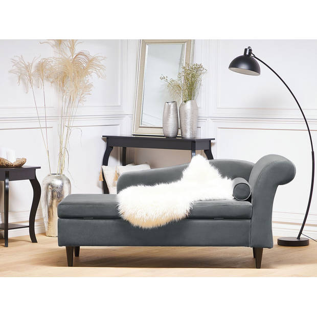 Beliani LUIRO - Chaise longue-Grijs-Fluweel