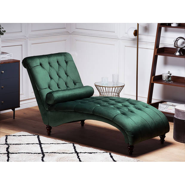 Beliani MURET - Chaise longue-Groen-Fluweel