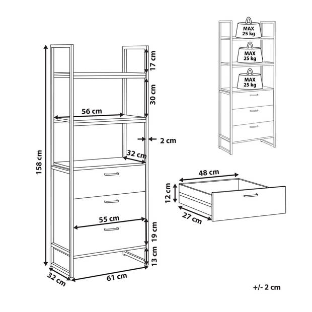 Beliani TIFTON - Boekenkast-Donkere houtkleur-MDF