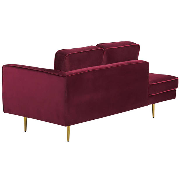 Beliani MIRAMAS - Chaise longue-Rood-Fluweel