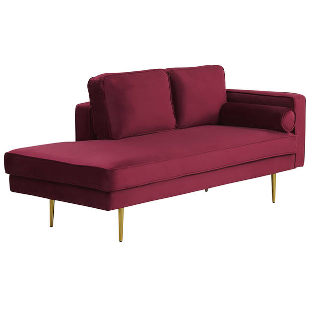 Beliani MIRAMAS - Chaise longue-Rood-Fluweel