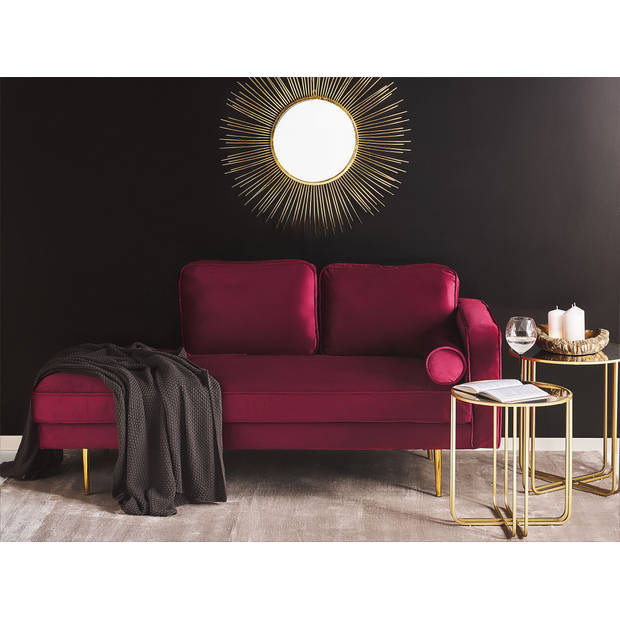 Beliani MIRAMAS - Chaise longue-Rood-Fluweel