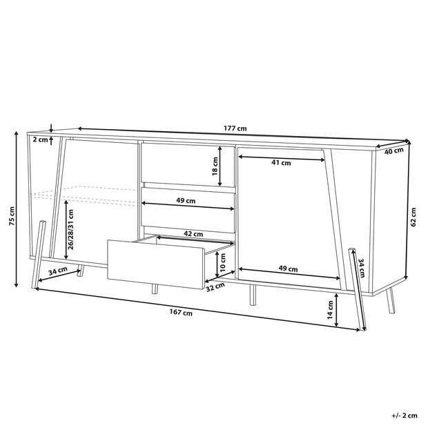 Beliani BLACKPOOL - Sideboard-Grijs-Spaanplaat