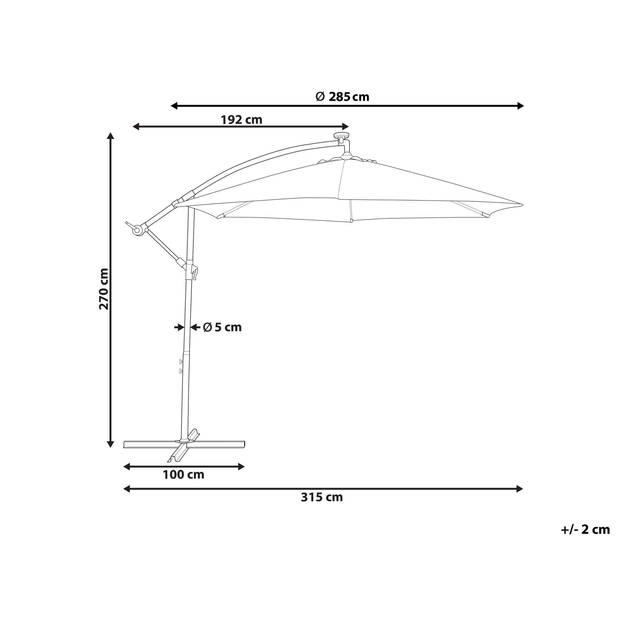 Beliani CORVAL - Cantilever parasol-Grijs-Polyester