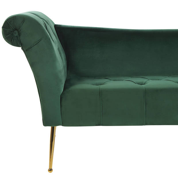 Beliani NANTILLY - Chaise longue-Groen-Fluweel