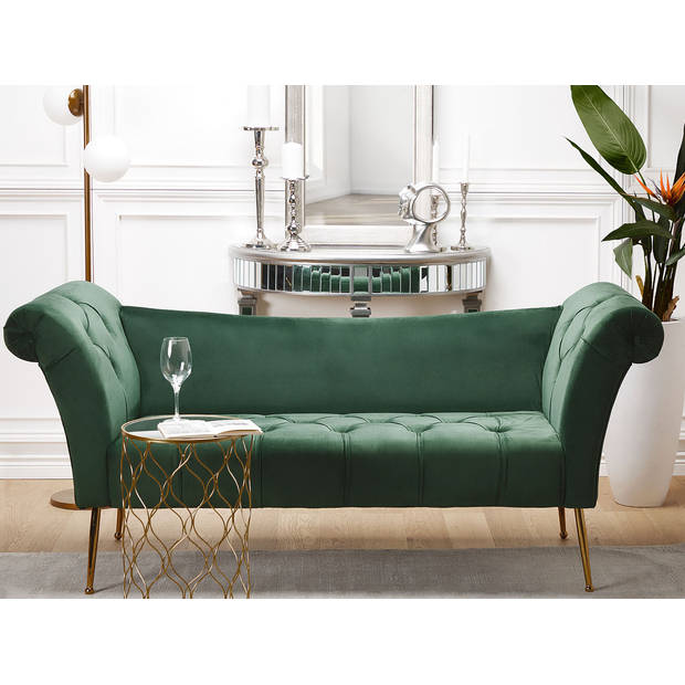 Beliani NANTILLY - Chaise longue-Groen-Fluweel