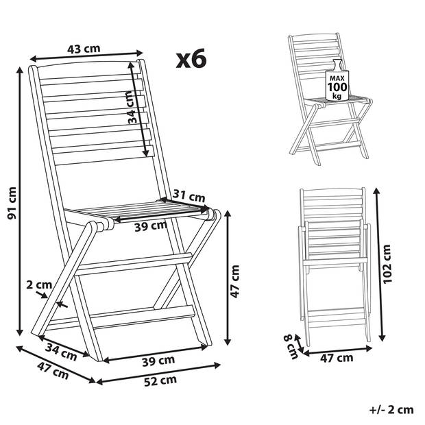 Beliani TOLVE - Tuinstoel-Lichte houtkleur-Acaciahout