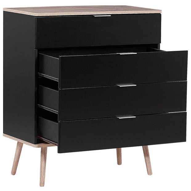 Beliani WALPI - Commode-Zwart-MDF, Vezelplaat