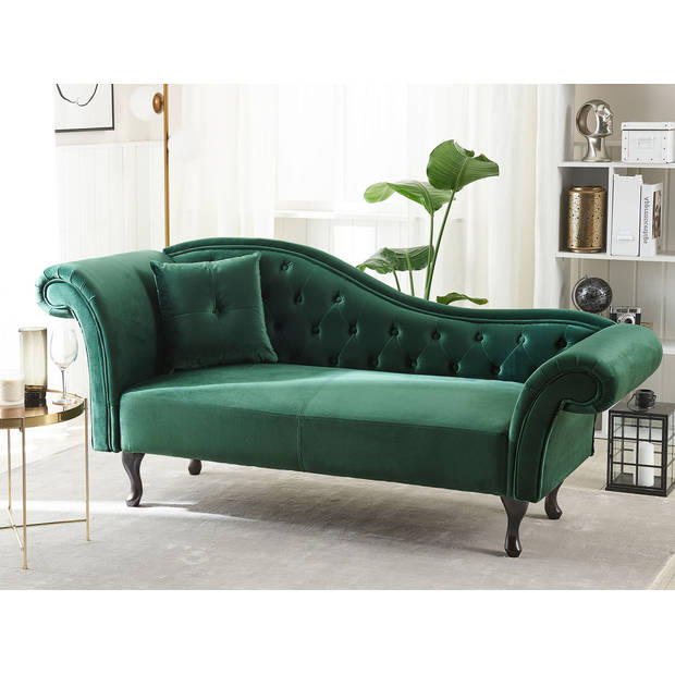 Beliani LATTES - Chaise longue-Groen-Fluweel