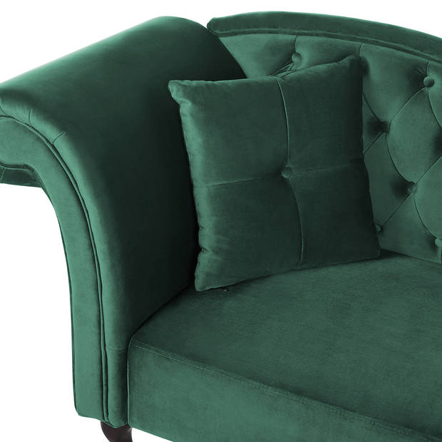 Beliani LATTES - Chaise longue-Groen-Fluweel