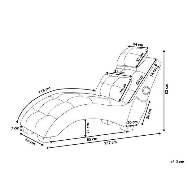 Beliani SIMORRE - Chaise longue-Groen-Fluweel