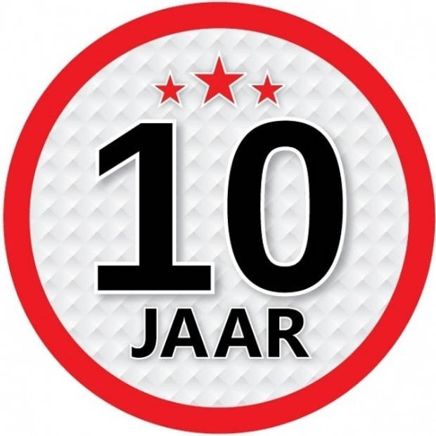 10x 10 Jaar leeftijd stickers rond verjaardag versiering - Feeststickers