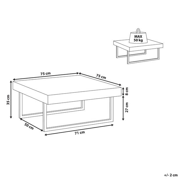 Beliani DELUZ - Salontafel-Grijs-MDF