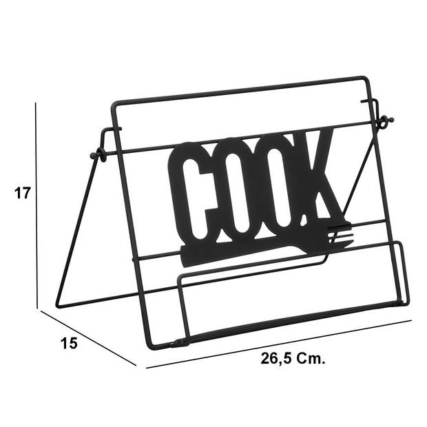 Decopatent® Kookboekstandaard - COOK - Boekenhouder standaard - Metaal