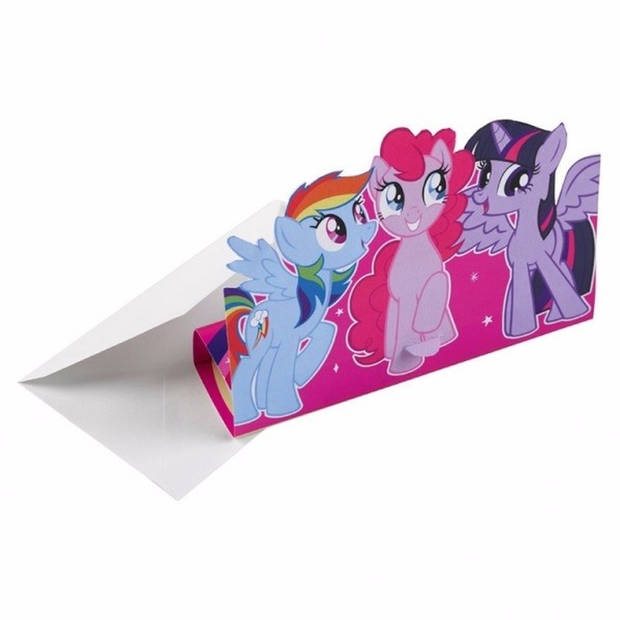 8x kinder feest My Little Pony uitnodigingen met enveloppen - Uitnodigingen