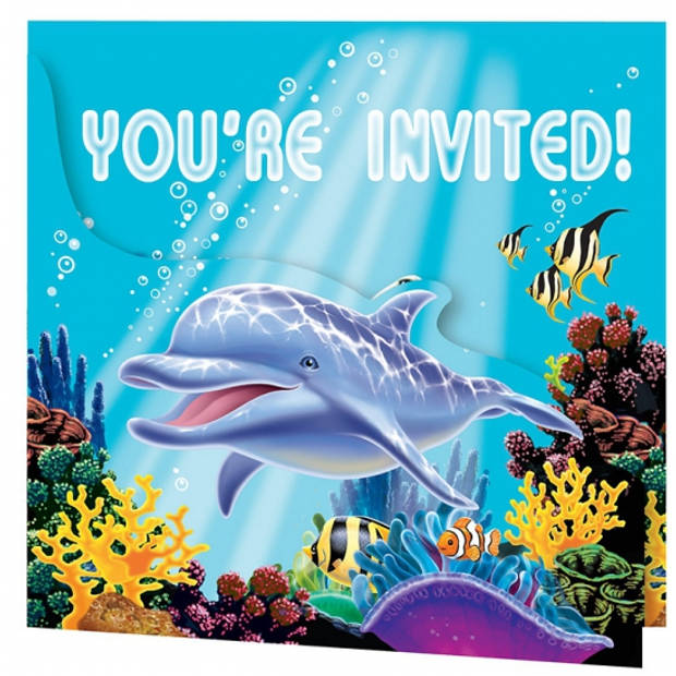Oceaan uitnodigingen 8x stuks - Uitnodigingen