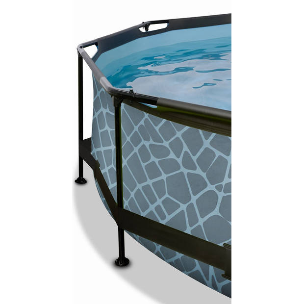 EXIT Frame Zwembad - Stone - 244 x 76 cm met Cartridge Filterpomp - Grijs