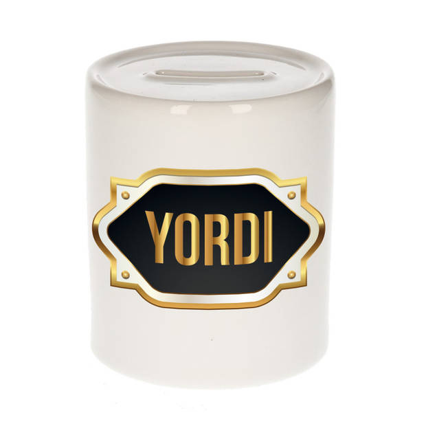 Yordi naam / voornaam kado spaarpot met embleem - Naam spaarpotten