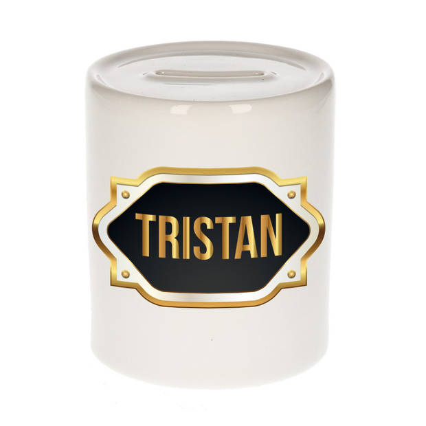 Tristan naam / voornaam kado spaarpot met embleem - Naam spaarpotten