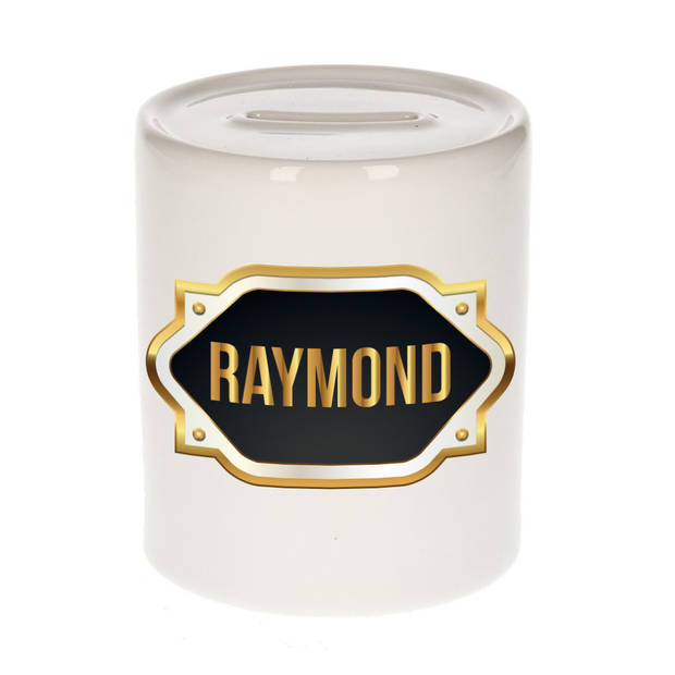 Raymond naam / voornaam kado spaarpot met embleem - Naam spaarpotten